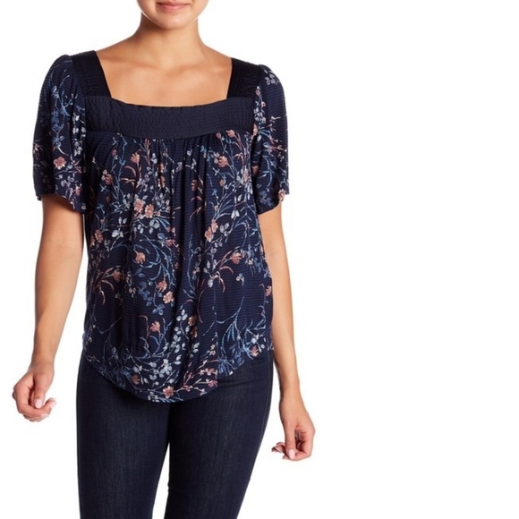 lucky brand floral peasant top